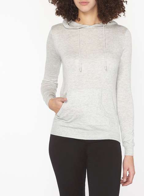 **Tall Grey Knitted Hoodie